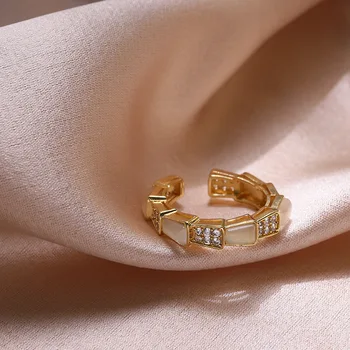 Prsten od опалового zlata za žene 2021 g. Trend modni Nakit Otvaranje Prilagođava Veličini Bakrena Prstena Rhinestore Luksuzni Dizajn u korejskom stilu