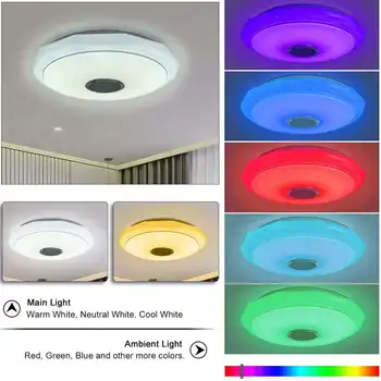 200 W Moderna RGB LED stropna svjetiljka Aplikaciju za dom rasvjeta WiFi bluetooth Glazbeni svjetiljka Svjetiljka za spavaće sobe Pametan stropna svjetiljka + daljinski Upravljač