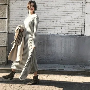 Siva Crna Toplo Casual džemper s полловером Ženske haljine-kardigan Ravnici Nove debele ženske 2021 Korejski pletene zimske dres