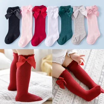Proljetne i jesenske dječje čarape Dječja haljina do koljena s velikim lukom za djevojčice Student Princeza Ružičaste čarape