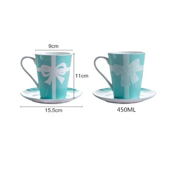 Kava Mugs Keramičke Šalice za čaj s mlijekom Plavi Luk Poklon Kutija/Vreća Pakiranje Vjenčanje Pokloni Poklon Za Rođendan Ekološki suđe za Kuhanje / 450 ml