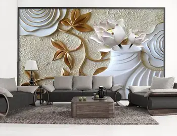 Običaj 3d tapete zidne tapete vaza s ružama lotos stereoskopska slika 3 d TV desktop home dekor
