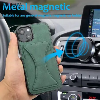 Umjetna koža Magnetska Stalak šok-dokaz torbica za iPhone 12 11 Pro Max XS XR Max 7 8 Plus SE 2020 Nosač za utore za memorijske kartice Zaštitna torbica