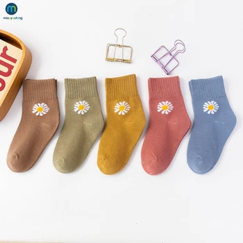 5 Parova/Lot Dječje čarape Slatka Cvjetovi Tratinčice Dječje pamučne čarape Za djevojčice Čarape Za 1-12 Godina, Jesen I Zima Мяояутонг