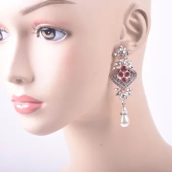 Kvalitetna kristalna sjaj cirkon crystal biserne naušnice-privjesci Europske i američke hot prodaja ženskog nakita