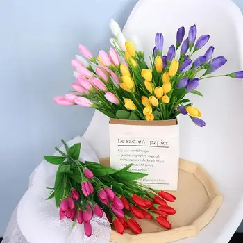 38 cm Buket Umjetnih Boja Lavande Lažni Biljke Tulipana Pšenica Imitacija Stvarnog Dodira Cvijeće Za Uređenje Buket Doma Dekor