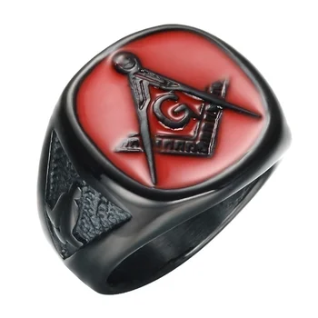 Novi Modni Prsten s масонским uzorkom Ag Muški Modni prsten Prsten od crnog Metala Pribor za stranke Nakit