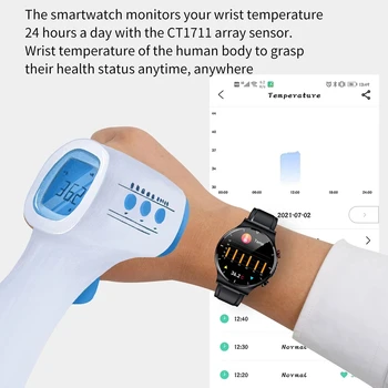 Termometar Pametni sat 360*360 Full HD Zaslon Osjetljiv na dodir EKG Monitor srčane Kisika u krvi Sportske Pametne satove s podesivim dial 2021
