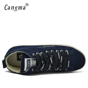 CANGMA Luksuzni brand Originalna dizajnerske cipele Tenisice na platformu Ženska tamno plava Casual cipele iz kravlja koža antilop Ženske cipele