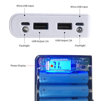 Dual USB Micro USB Power Bank Shell 5 U DIY 8*18650 Torbica Za Punjenje Baterije u Pretinac Bez Baterije za mobilni telefon Xiaomi