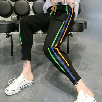 Svakodnevne sportske hlače Ženske Slobodne hlače zatvarač za noge 2021 Ljetnim bočne trake veličine sa visokim strukom čipka-up Devet bodova Hlače
