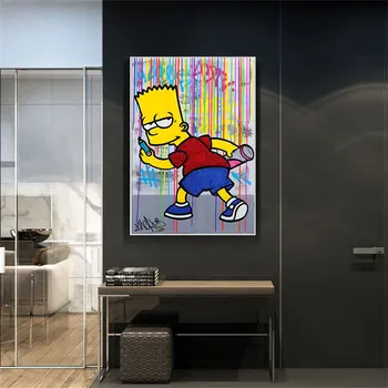Диснеевская Animacija the Simpsons Grafiti Plakat Ispisuje Apstraktan Zid Umjetnost Platna za Slikanje Slika za Dnevni boravak Dječja soba Kućni Dekor