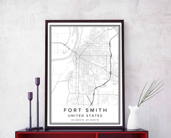 FOSTER CITY FORT WORTH FORT WAYNE FORT SMITH Sjedinjenih američkih Država karta grada tisak plakata platnu zid umjetnost