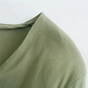 TRAF Ženska bluza Za 2021 Čvor Zelena skraćene top Ženski dugi rukav Elegantne bluze Ljetna moda рюшами Uvijene ženske majice
