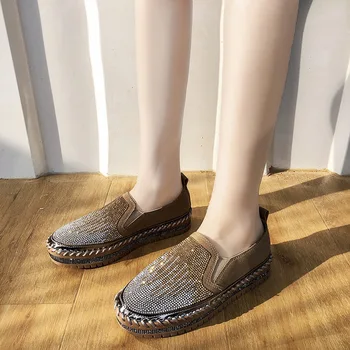 Proljetna cipele Za žene Luksuznih kristala Glazba Ritam Cipele na ravne cipele Ženske dizajnerske cipele na platformu Cipele na ravnim potplatima Zapatillas Mujer