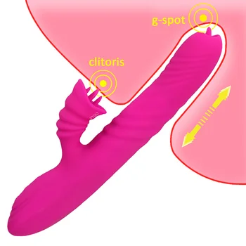 Rotacija Grijaći Teleskopski Dildo Vibrator Rabbit G Mrlja Klitoris Stimulira Vaginu Lizanje Jezika Vibrator Seks-Igračke za žene
