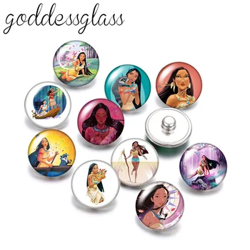 Disney Pocahontas indijska princeza 10 kom. Okrugli slika 18 mm gumb na gumbe za 18 mm ogrlica DIY nakit
