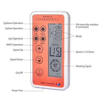 Charmant 3 Komplet za stalni sastav Dermografo Digitalna upravljačka Ploča Okretni gumb za Tetovaže s iglom uložak 8 mm Za Obrve