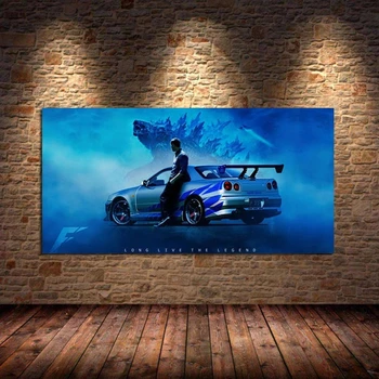 Nissan Skyline GTR R34 Moderan Automobil Platnu Slikarstvo Plakata i grafika Zidni Umjetničke Slike za Dnevni boravak Uređenje Doma Cuadros