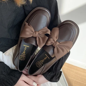 Student cipele u britanskom stilu uniforma JK Cipele ženske kožne ženske natikače crne kave cipele 35-45 cipele Lolita leptir