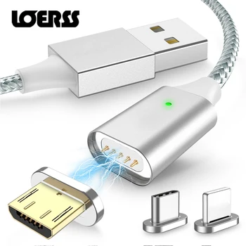 LOERSS Magnetski Micro USB Kabel za iPhone, Samsung je Brzo Punjenje Kabel za Prijenos Podataka Kabel Magnetsko Punjač USB Tip C Kabel za mobilni telefon