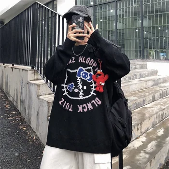Novi Korejski Slatka Crtani Pletene Džemper Zima Y2k Харадзюку Japanska Anime Casual Punk Stil Free Ženski džemper Ulzzang Kawaii