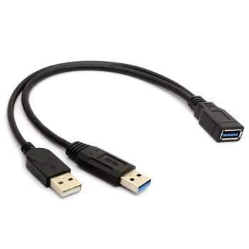 20 cm USB3.0 - USB3.0/2.0 USB3.0 Ženski - Dual USB Muški Produžni kabel za prijenos podataka dodatno napajanje