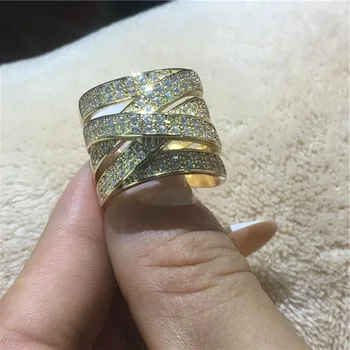 Vecalon Винтажное prsten s križem od 925 sterling srebra Utrti AAAAA Cz Obećanje Angažman vjenčano prstenje za žene Svadbeni nakit za ruke