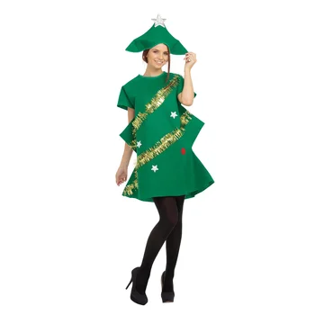 Roditelji-Djeca Cosplay Odijelo Slatka Božićno Drvce u Obliku Haljina Kratkih Rukava za Odrasle, Dječje Zeleni Božić Odijevanje