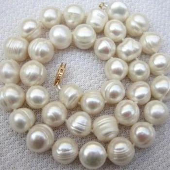 Prirodni slatkovodni kultivirani bijela cijele bisera ogrlice od perli 10-11 mm Besplatna dostava modni darove za stranke ženski ukras 18 inča BV337