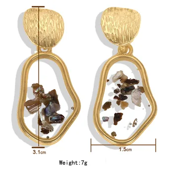 Kreativna Vintage Naušnice-školjke Nepravilnog Kvadratnog Prozirne naušnice-kapi od Smole Koreja Ručni Rad Ženski nakit od Kornjače