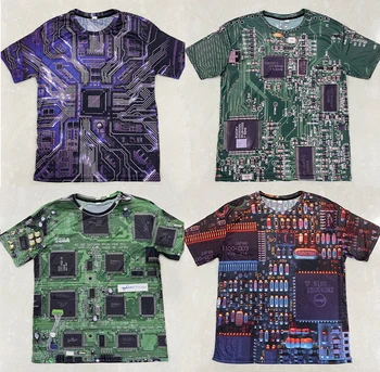 Hip-hop majica sa elektronskim čipom za muškarce i žene 3D stroj za tisak негабаритная t-shirt u stilu Харадзюку godišnje kratkih rukava