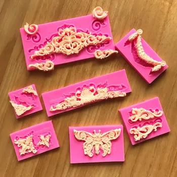 3D Obrt Barok Pomicanje Reljef Silikonska Forma Alata Za Ukrašavanje Torte Fondan Čokolade Gumpaste Kalup Cupcake Okvir Za Pečenje