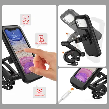 Podesivi Vodootporan Držač telefona za bicikl 6,7-inčni Držač mobilnog telefona za moto GPS s mogućnošću okretanja od 360 stupnjeva