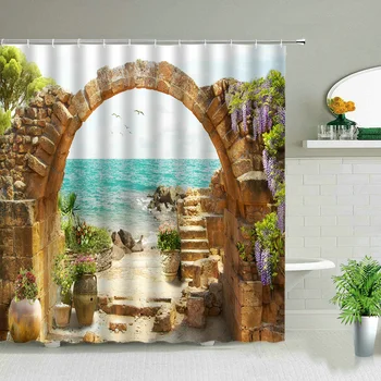 Ocean Falls Cvijeće Print Zavjese Za Tuširanje U Europskom Stilu Građevinski Ekran Maslačak Suncokreta Tkanina Za kupanje Zavjese s kukom