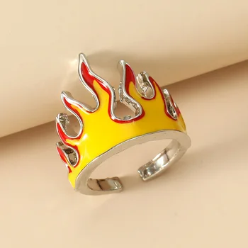 Hip-hop Stilu Punk Vatrene prsten Kreativna prsten s emajlom Vintage Gotička Podesiva Otvoreni Prsten za žene i muškarce Modni nakit Anillos