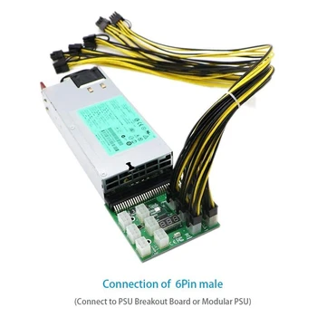6 Kom 16AWG 6-pinski PCI-E - 8 - pin (6+2) PCI-E (od čovjeka do čovjeka) Kabel za napajanje GPU za server HP za майнинга grafičkih kartica(50 cm)