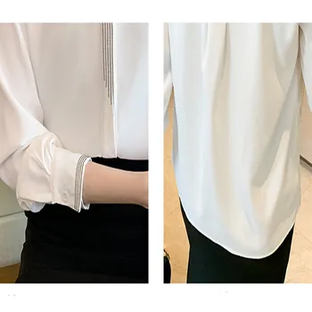 Korejski ženske bijele košulje 2021 Jesenski шифоновая bluza Košulja za žene s dugim rukavima Ženske office majice, Ženske majice, Ženske bluze