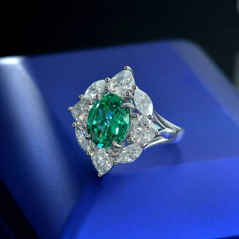 OEVAS 925 Sterling Srebra 10*12 mm Ovalni Smaragd Высокоуглеродистые dijamant angažman Prstenovi Za žene Pjenušava Vjenčanje Fin Nakit veleprodaja
