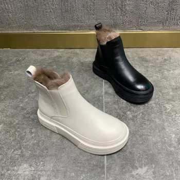 2021 jesen kožne kratke pliš čizme na platformu tople cipele Martin cipele Chelsea dimne čizme ženske cipele na platformu