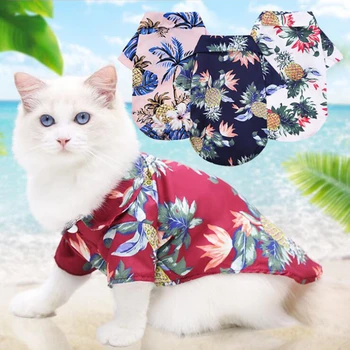 Havaji Plaža odjeća za pse Ljetna moda s po cijeloj površini Odjeća za kućne ljubimce Cvjetni majica za male pse Chihuahua Štene Majice za mačke Vest