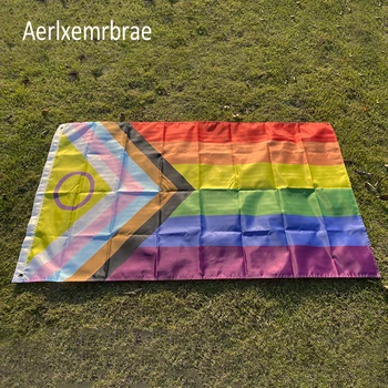 Zastava Ponosa Napredak Aerlxemrbrae 90*150 cm Перепроектирован, kako bi se bolje predstavljati Интерсексуальных ljudi, LGBT-Rainbow zastave