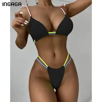 INGAGA Seksualno mikro bikini je Ženski kupaći kostim 2022 Novi kupaći kostimi Ženski bič Kupaći kostim Ženski однотонный Bikini Plaža odjeća Kit bikini