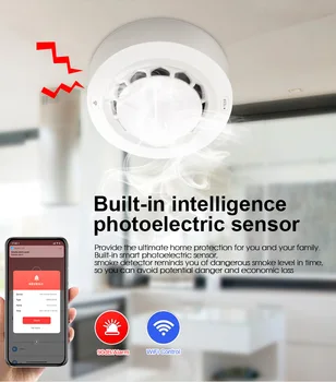Wifi Tuya Inteligentni Senzor Detektora Dima 80 db Alarm Vatrogasac Detektor Dima Wifi Protupožarna Zaštita Osnovna Alarm Aplikaciju Smart Life