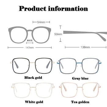 Prozirne Naočale za kratkovidnost sa anti-plavom svjetlošću Unisex Modni Trg Bodove u ravnom ivicom Ultra Kratkovidan Naočale S mnogima, Crna Deset