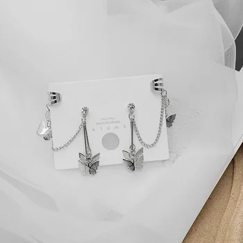 Nova Moda Leptir Nakit Pad Metalne Naušnice-Isječke Elegantne Naušnice-pljuska za uši za žene i Djevojčice Slušalice Bez piercing na Veliko