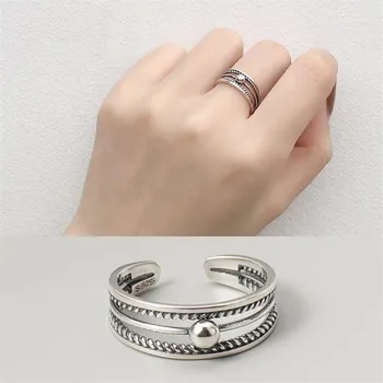 Berba Geometrijski Prsten Od 925 Sterling Srebra Za žene Svadbeni Nakit Podesive Veličine Anillos jz460