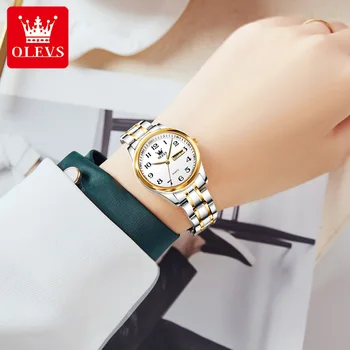 OLEVS Klasični satovi za Najbolji brand luksuznih Trendi ženski sat Vodootporan Kvarcni ručni sat od nehrđajućeg čelika Poklon za žene