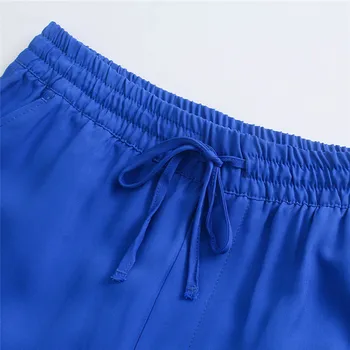 PSEEWE Za Hlače Ženske plave Široke hlače bolesni zatišje Hlače s visokim strukom Za žene Ljetna moda Ulica odjeća Svakodnevne Slobodne hlače Setovi