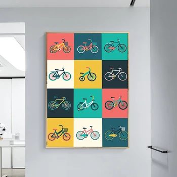 Moderni Minimalistički Bike Bicikl Ljubavnik Poklon za Bicikle Slika je Ulje na Platnu Plakat i ispis Zidni Umjetničke slike Ukras kuće